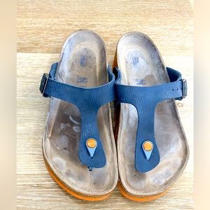 Birkenstock Gizeh Thong Sandals Navy with Orange Size 42